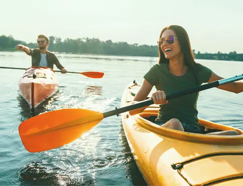 Couple kayaking