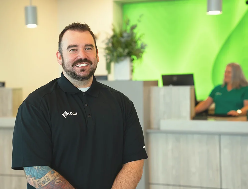 ICCU Team Member smiling inside the Shelley Branch