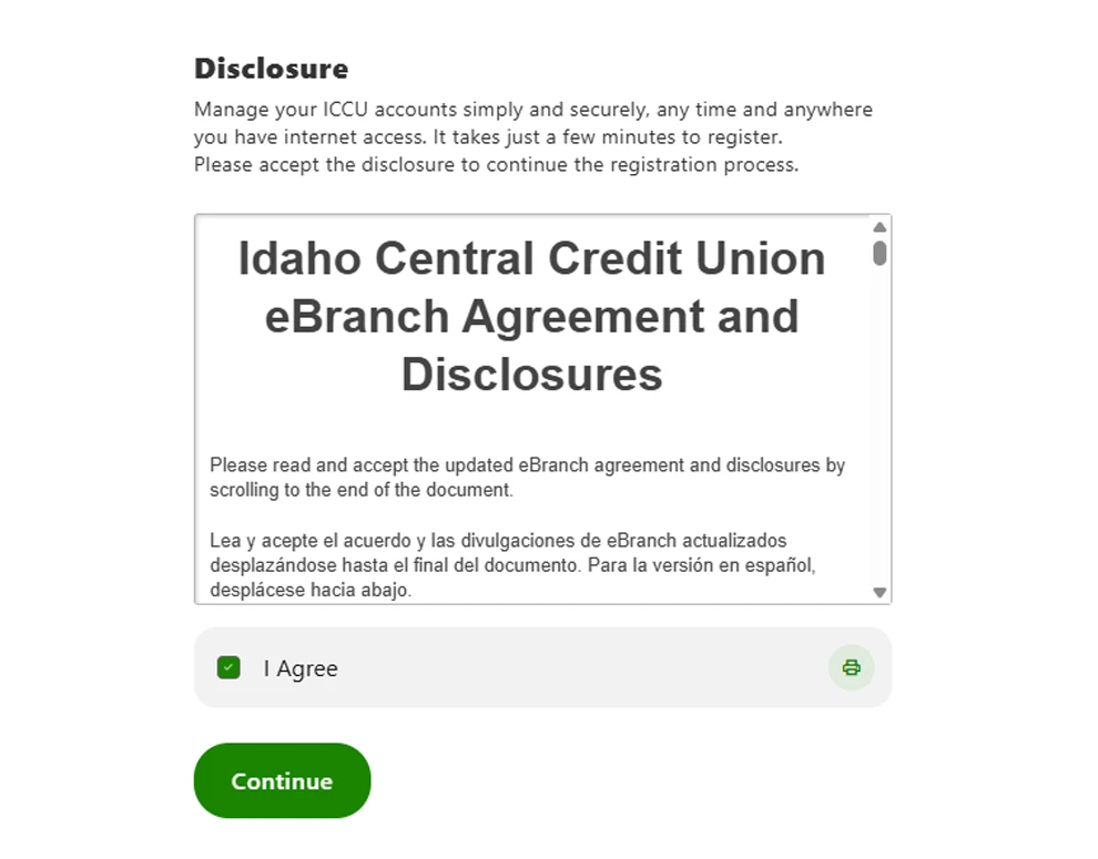 una captura de pantalla del acuerdo eBranch