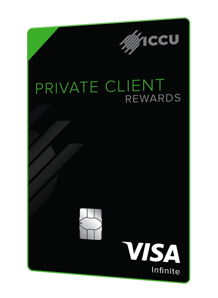 Imagen de una tarjeta de crédito Visa Infinite® Rewards para clientes particulares de ICCU