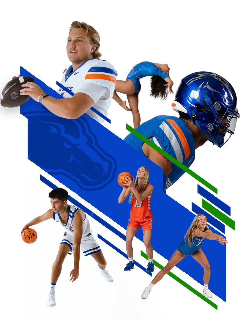 A creative graphic image featuring Boise State student-athletes.